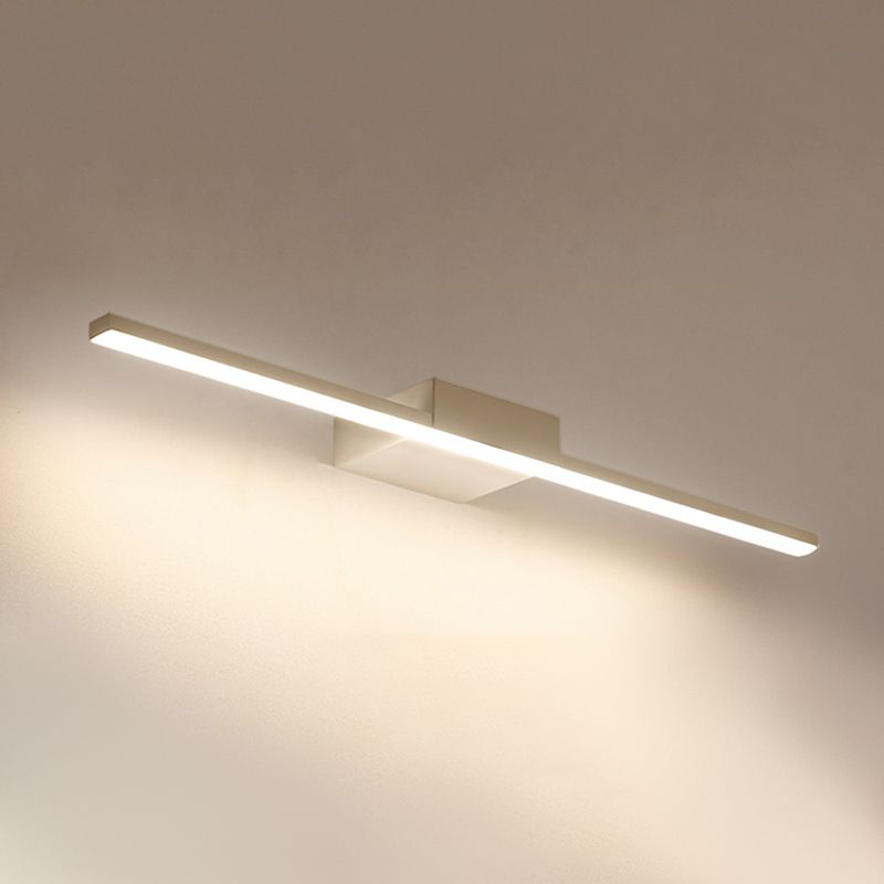 1 Light Metal Linear Mirror Wall Lighting Modern Style Wall Mounted Light Fixture in White