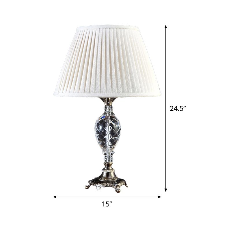 Lampe de bureau en tissu plissé moderne 1 tête de tête en blanc
