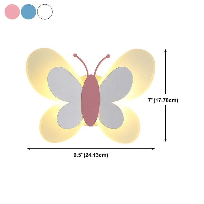 Metal Butterfly Shape Wall Light Kid Style 2 Lights Wall Mount Fixtures