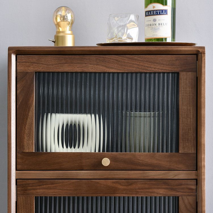 43.7" Tall 2-Drawer & 2-Door Cabinet Pine Wood Glass Paned Chest