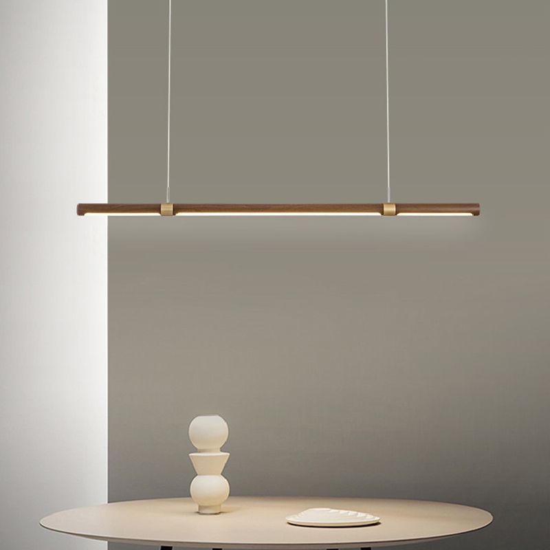 Linear Iron 1 - Light Kitchen Island Light in Walnut and Gold Finish LED Ceiling Pendant