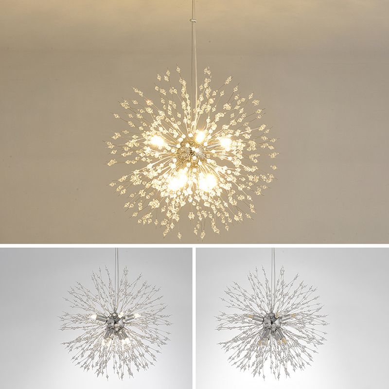 Crystal Dandelion lampadario in stile moderno Multi lampadina lampada sospesa per camera da pranzo camera da letto