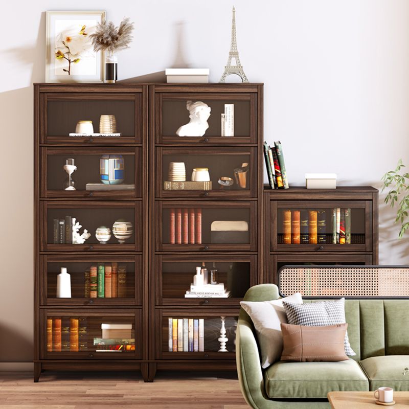 Contemporary Manufactured Wood Vertical Bookcase with Glass Doors