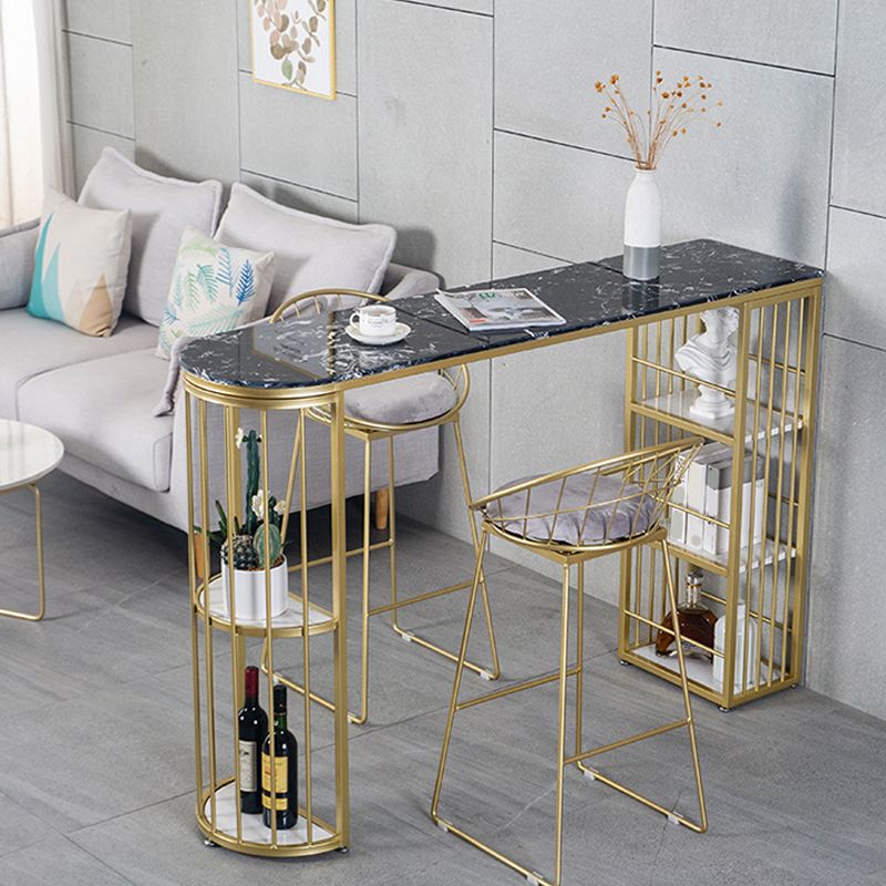 Glam Pub Height Dining Table Stone Top Pub Table for Dining Room