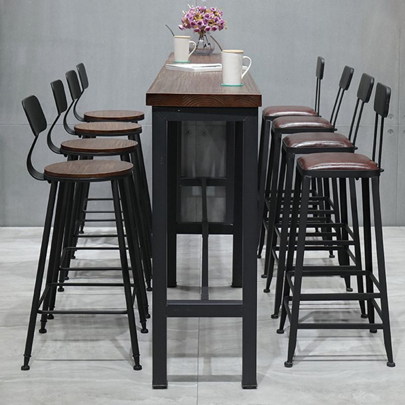 Modern Bar Dining Table Rectangle Bar Solid Wood Table in Brown