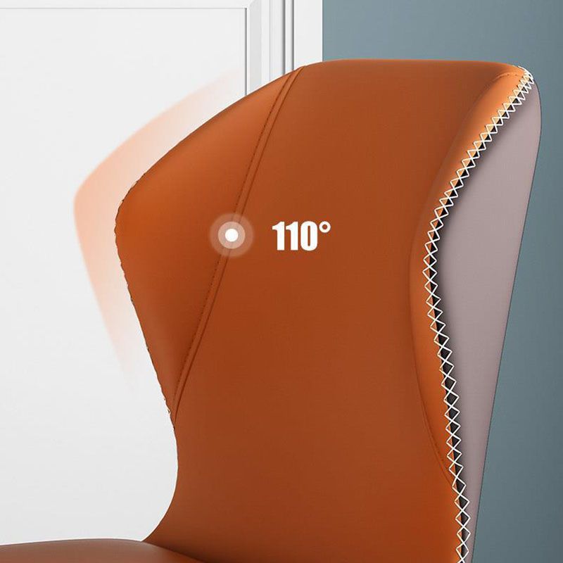 Contemporary Leather Wingback Side Chair Matte Finish Bedroom Dining Chair