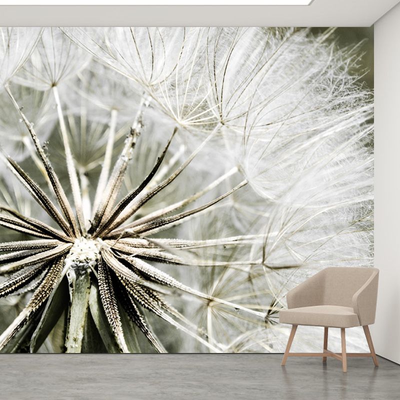 Contemporary Dandelion Mural Environment Friendly Wallpaper for Living Room