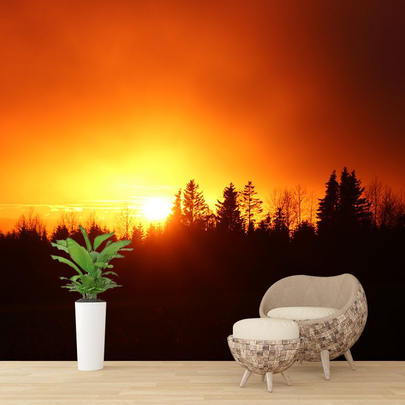 Sunset View Removable Wall Mural Modernist Wall Covering for Bedroom Decor