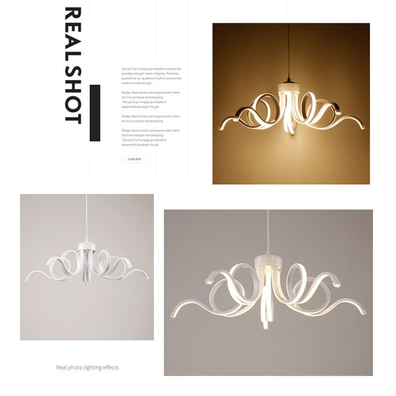 Moderne Einfachheitsstil LED -Linie leichte Acryl -Blütenform -Kronleuchter Licht in Weiß für Wohnzimmer