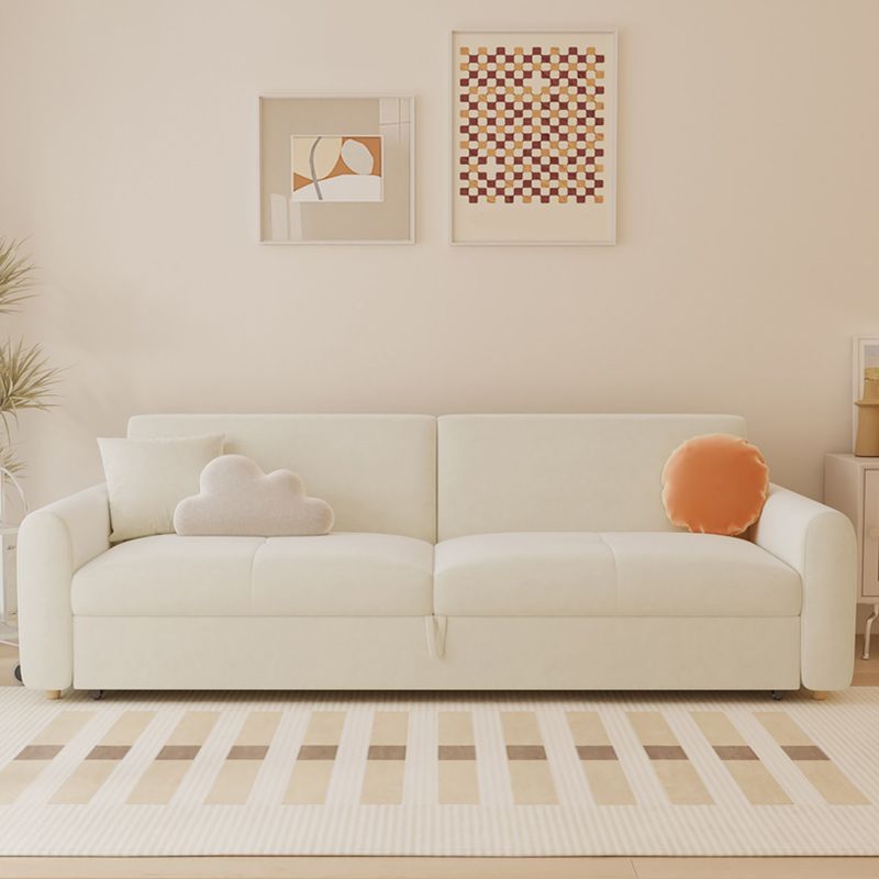 32.28" Square Arm Sleeper Scandinavian Styled Sleeper Sofa Bed in White