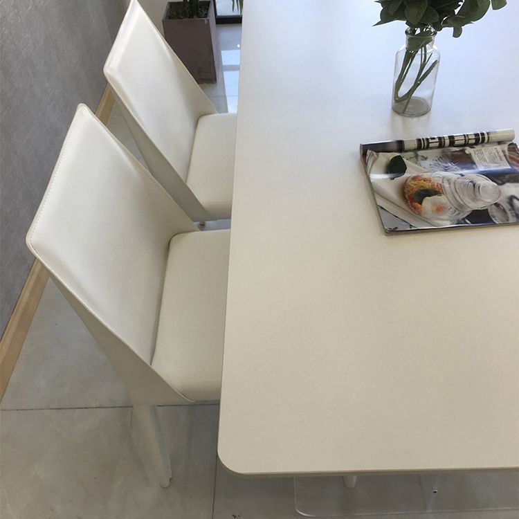 White Stone Dinette Table with Acrylic Base Modern Rectangle Dining Table