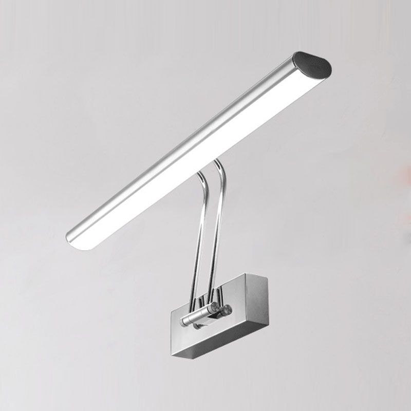 Linear Modern Style Vanity Light Metal 1-Light LED Mirror Light for Bathroom in Silver
