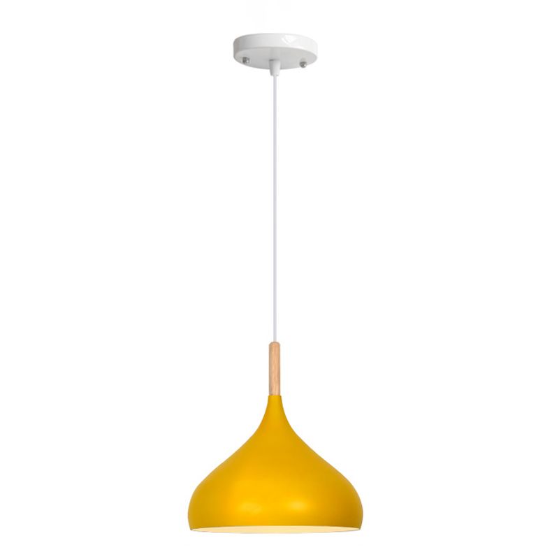 Pot Cover Shape Hanging Lighting Modern Metal 1 Light Pendant Lamp for Living Room