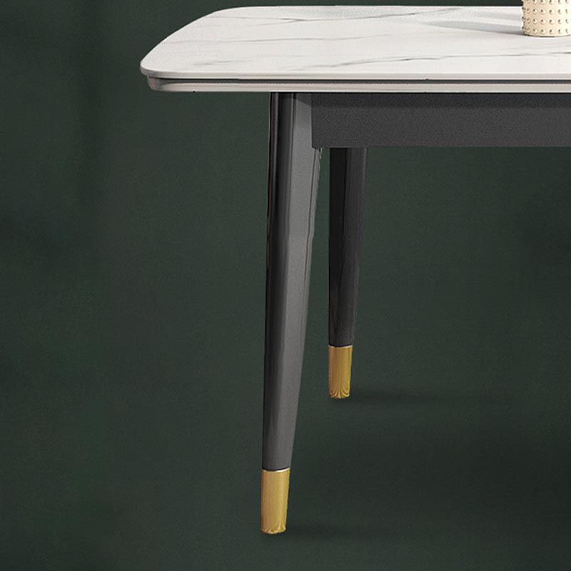 4-foot Metal Table Rectangle Stone Top Traditional Luxury Dining Site Table