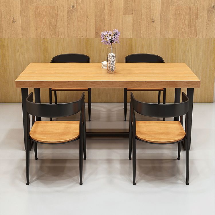1/5 Pieces Rectangular Dining Table Set Industrial Style Wooden Dining Table with Chairs