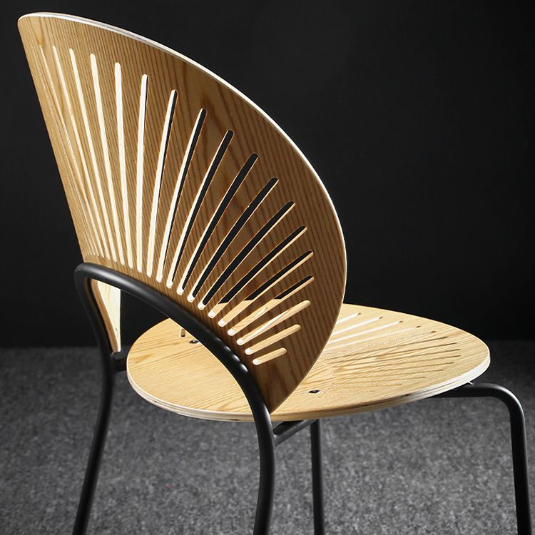 Nordic Style Metal Armless Dining Chairs Open Back Dining Side Chair for Home Use