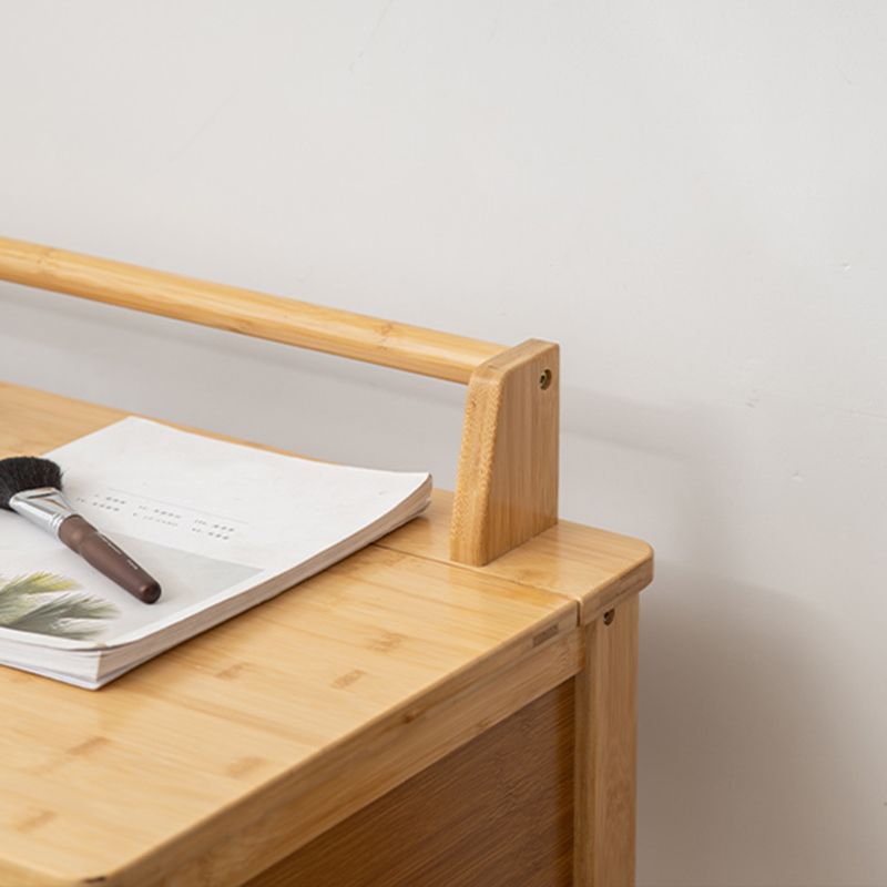 Natural Make-up Vanity Bamboo Flip-Top Dressing Table with 2 Storage Drawers
