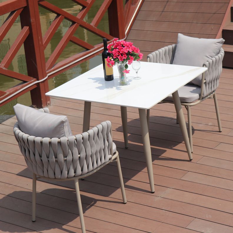 Modern Style 1/3/7 Pieces Metal Dining Set Stone Table Set for Outdoor