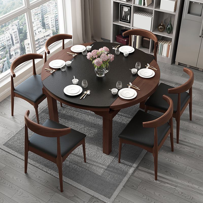 Contemporary Kitchen Dinner Table Extendable Wood Dining Table