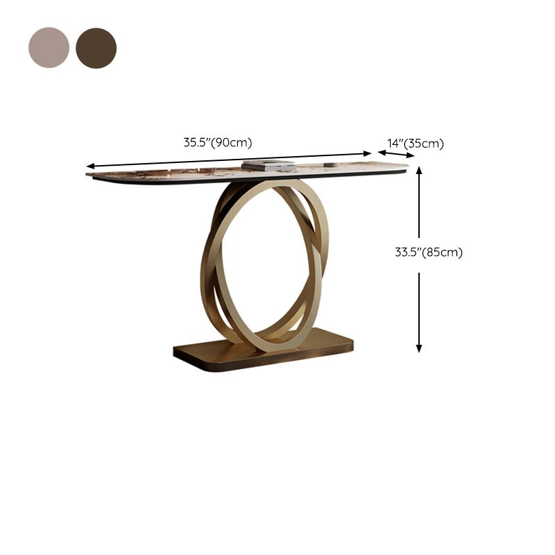 Glam Stone Console Table Half Moon Console Accent Table for Hall