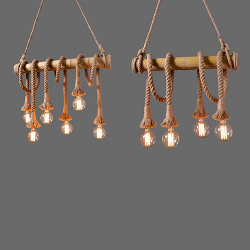 Hanging Lamp Natural Rope Light Vintage Room Indoor Bar Light