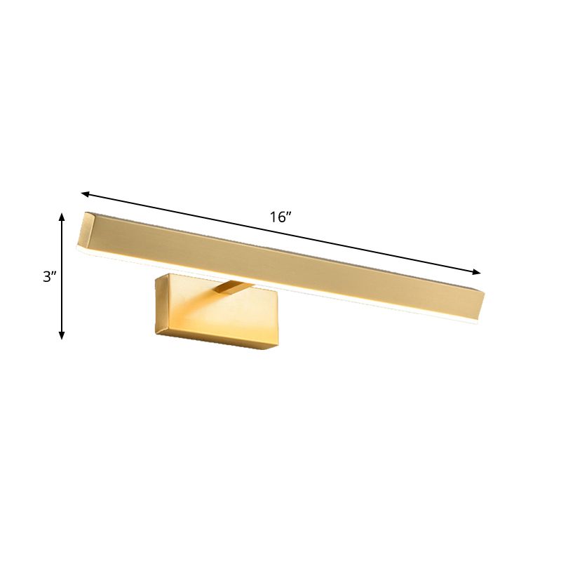 Metallic Slim Rectangle Mur Wall Lamp Fixture Modernisme LED Éclairage de vanité métallique en or