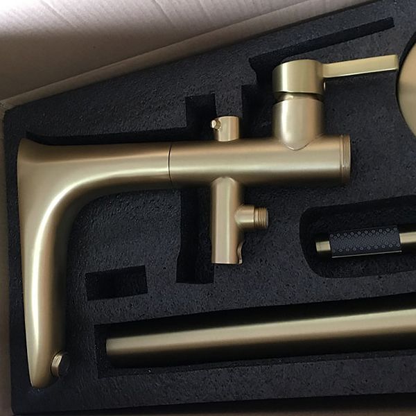 Floor Mounted Copper Bathtub Faucet Single Handle Freestanding Tub Filler Trim
