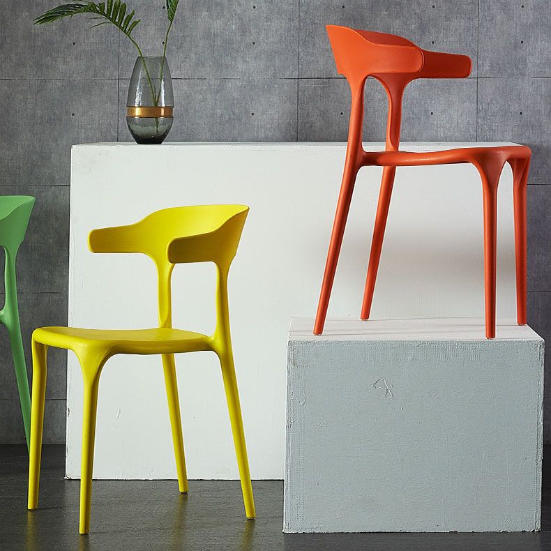 Silla de comedor de plástico escandinavo, sillón de cocina, silla con respaldo abierto