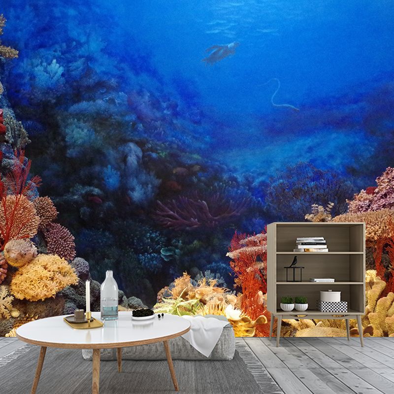 Beautiful Undersea World Tropics Wall Mural in Blue Underwater Scenery Wall Decor for Bedroom