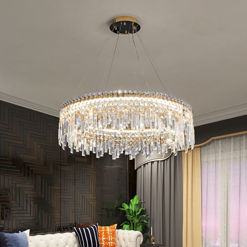 K9 Crystal Iasphicle Luz colgante Luxurious Modern Brass LED LED para sala de estar