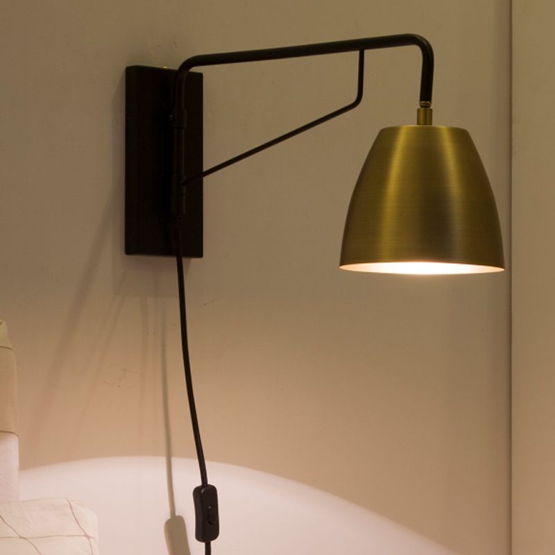 Accesorio de iluminación de pared de domo de metal contemporáneo 1 bombilla lámpara de latón para dormitorio