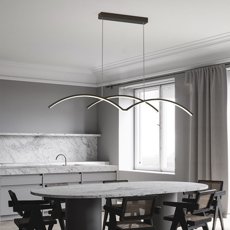 Metal Linear Shape Chandelier Light Modern Style 2 Lights Chandelier Light Fixture