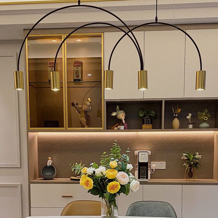 Contemporary Pendant Lights Cylinder Island Lights Metal 5 Light for Kitchen Island