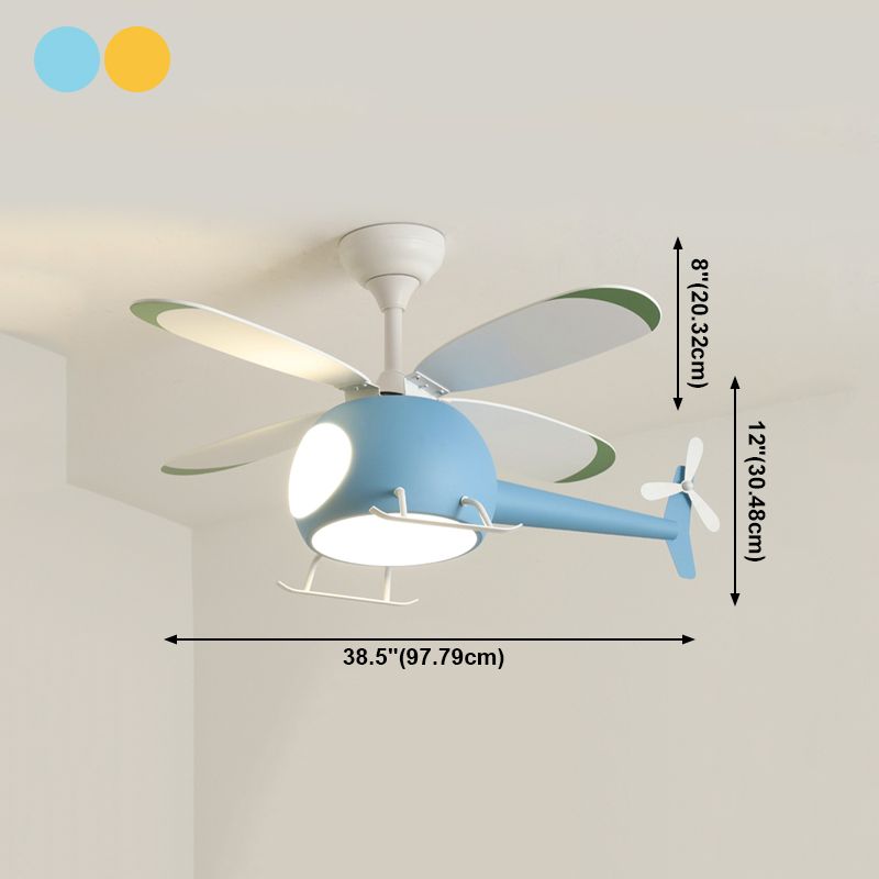 Deckenleuchte im Cartoon -Stil Lampe Metal Semi Flush Mount Leuchte mit Holzlüfterklinge