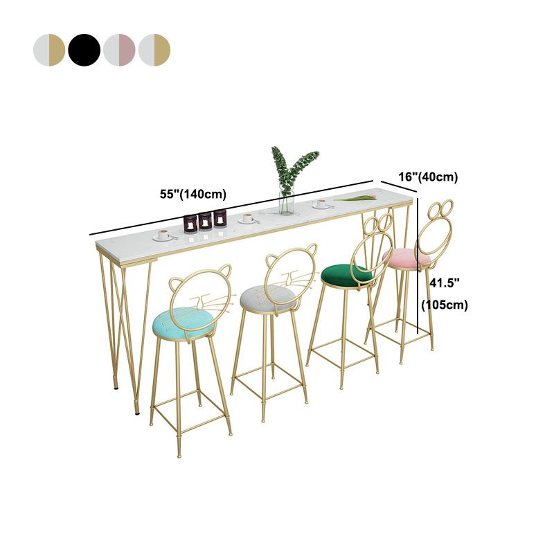 Glam Style Rectangle Bar Table Bar-Height Bistro Pub Table with 4 Legs