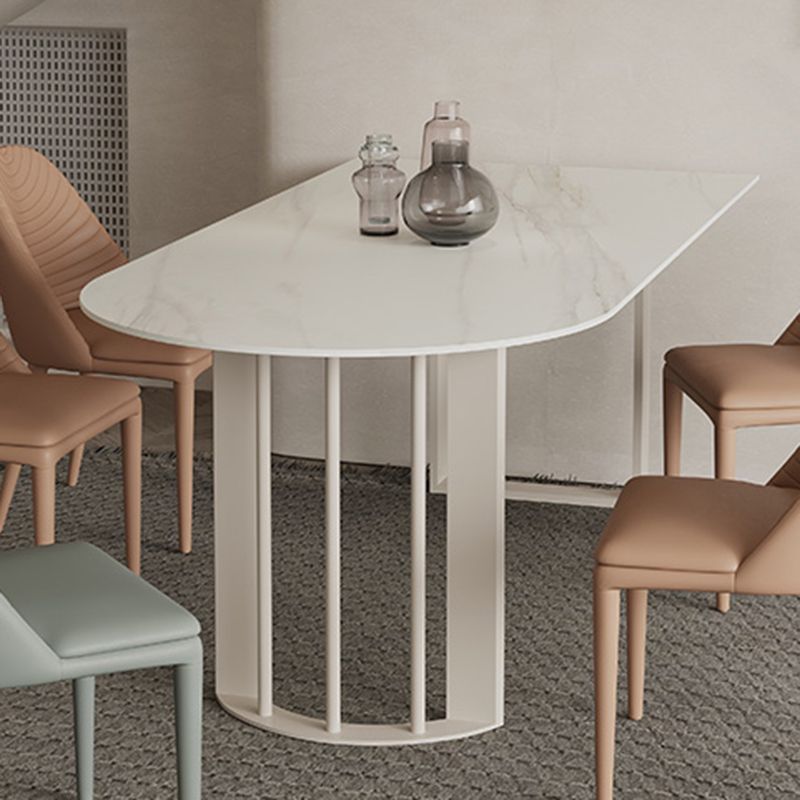 Onregelmatige eettafel van gesinterd steen Moderne eilandtafel met wit/zwart dubbel voetstuk