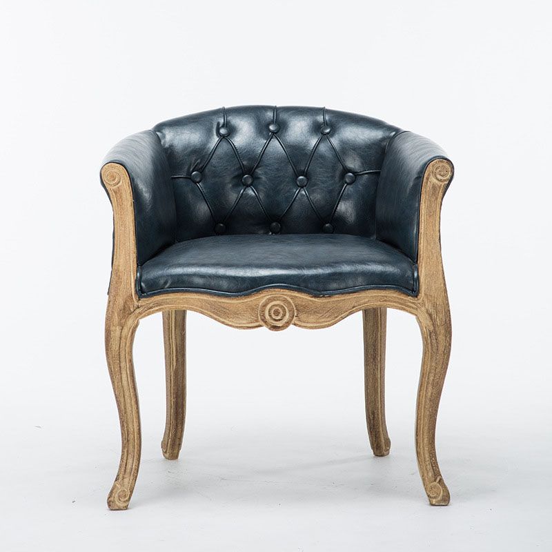 Farmhouse Balcony Upholstered Arm Chair Matte Finish Solid Back Dining Chair