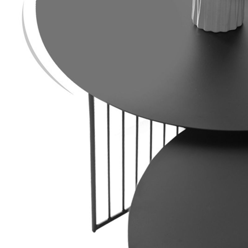 Mid-Century Modern Iron Coffee Table Metal Round Frame Cocktail Table