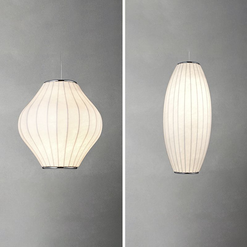 Silk geometrica Luce a pendente a pendente Minimalista Bianca a 1 testa Luce sospesa per il ristorante