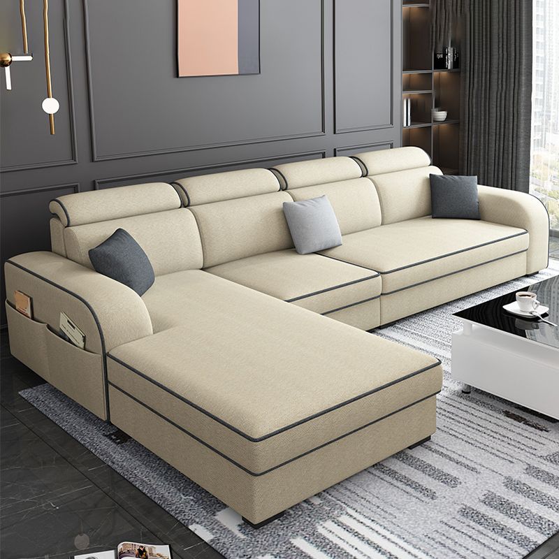 Square Arm Sectional Sofa with Storage Adjustable Sectionalfor 4 People