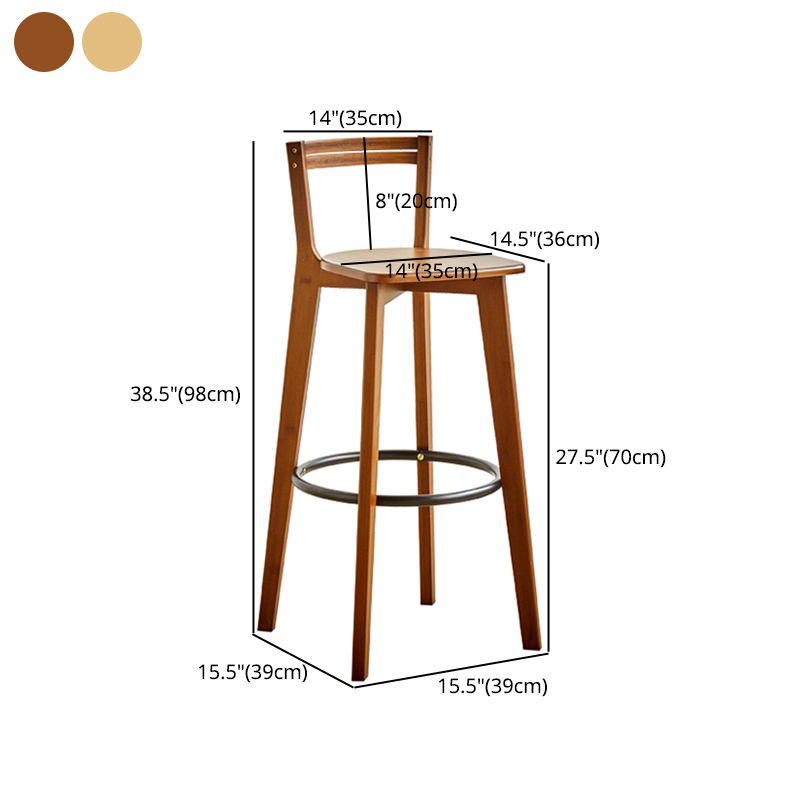 Contemporary Bar Stool Armless Wood Low Back Counter Chair with Footrest