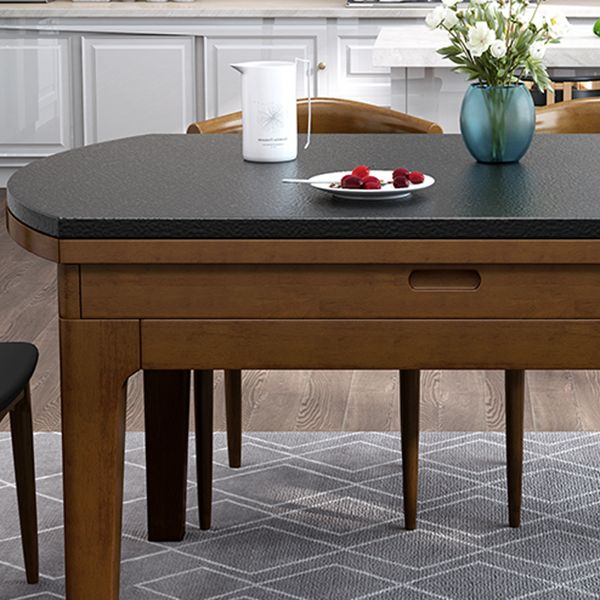 Modern Stone Scalable Dining Table Wood Base for Dining Room