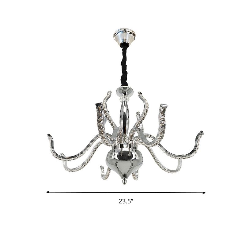 Radikaler Kronleuchter Licht Minimalistischer KristalllED -Chromdecke Anhänger Licht in warmem/weißem Licht