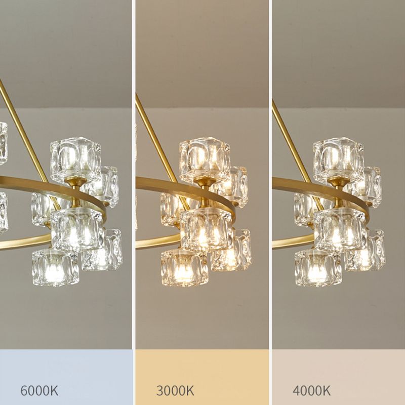 Postmodern Cycle Chandelier Crystal Pendant Ceiling Lights with Hanging Cord for Living Room