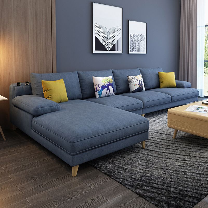 4-seater L-shape Sectional Fabric Pillow Top Arm Sectional with Pillows