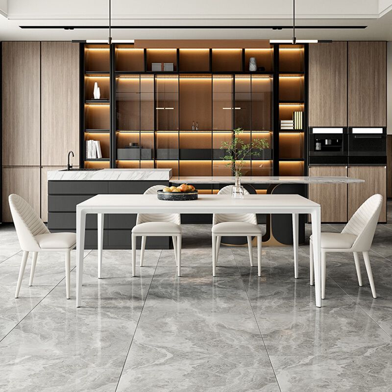 Mesa de piedra sinterizada de estilo moderno 4 Table de rectángulo base de las piernas para el hogar