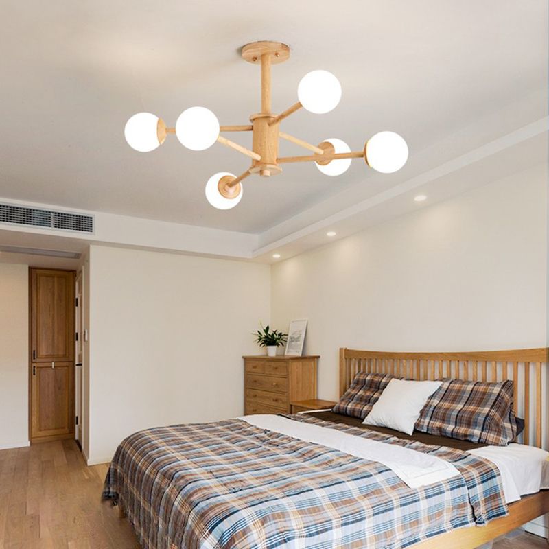 Beige Chandelier Light Fixtures Modern Multi-Head Hanging Pendant Lamps for Living Room