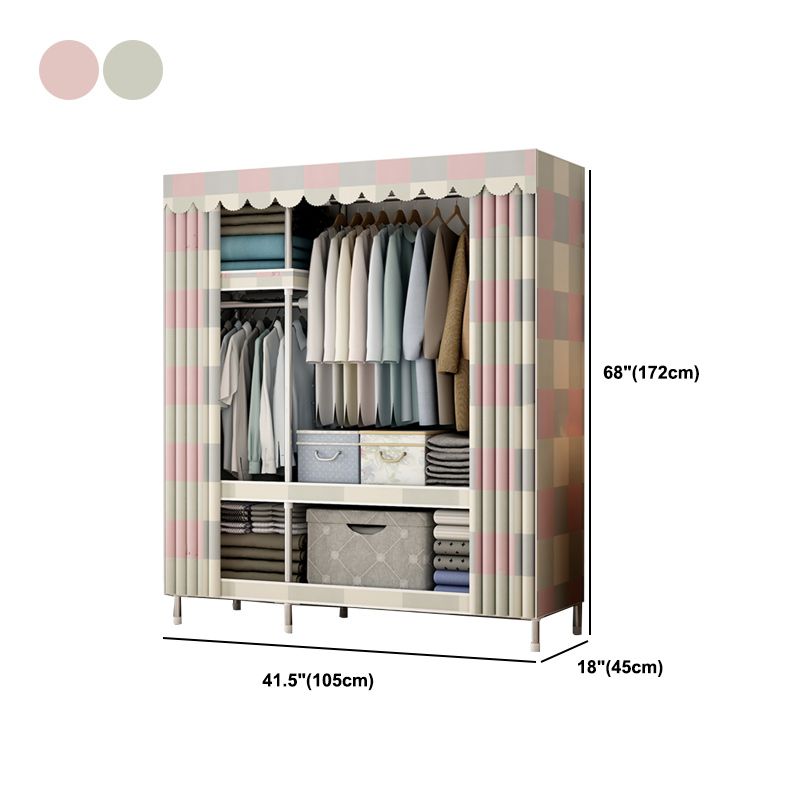 Modern Style Armoire Metal Cloth Rod Included Wardrobe Closet for Bedroom