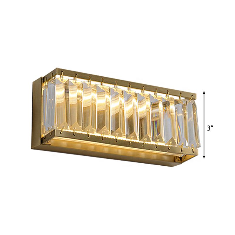 Montaggio del rettangolo dorato Luce moderna LED LED Apparecchio di illuminazione a parete metallica con cristallo sfaccettato chiaro