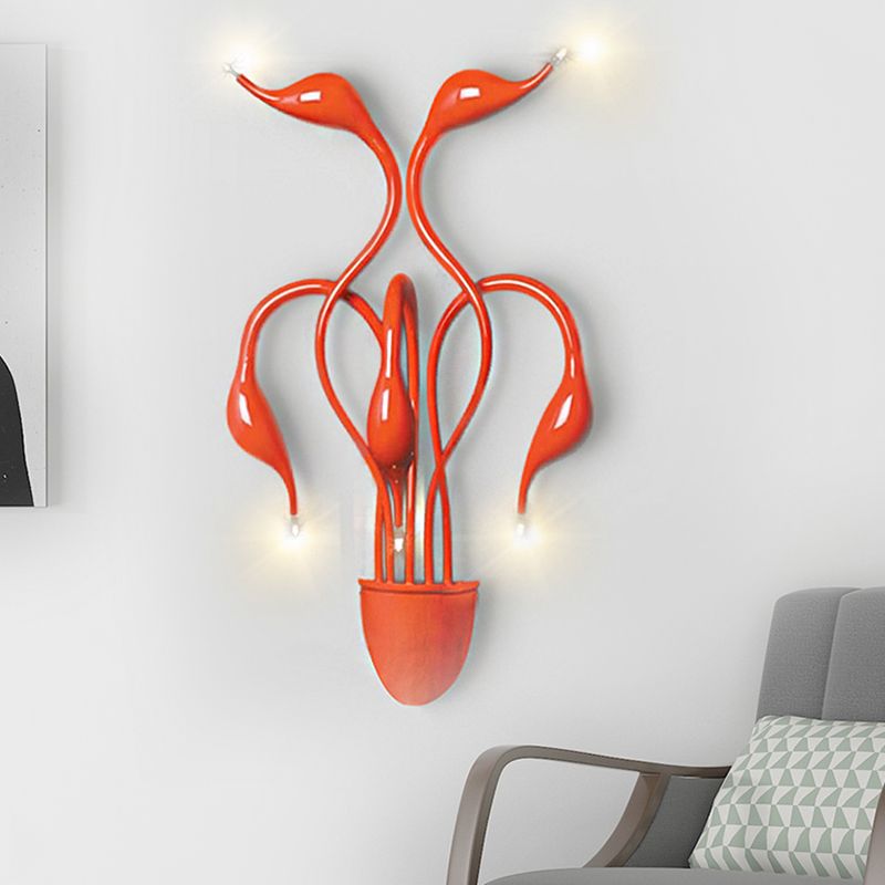 Metal Swan Wall Mount Leichte Nordik 3/5 Lichter Schwarz/weiß/weiße LED -Wandleuchten für Wohnzimmer